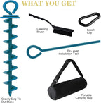 Eurmax USA Heavy Duty Dog Tie Out Stake, No-Tangle In Ground Anchor Runner for Large Dogs up to 210 Lbs - Perfect for Yard, Beach and Camping (Large,Navy Blue)