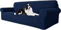 MAXIJIN Super Stretch Couch Cover for 3 Cushion Couch, 1-Piece Universal Sofa Covers Living Room Jacquard Spandex Furniture Protector Dogs Pet Friendly Fitted (Extra Large, Navy Blue)