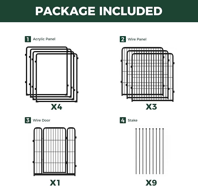 FXW AuraSpace Pro Acrylic & Wire Mesh Indoor Dog Playpen, 32" H, 8 Panels | Clear View, Heavy-duty Metal, Flexible Layouts, Easy Walk-Through, For Small & Medium Dogs, Patented