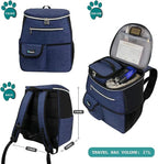 PetAmi Dog Travel Bag Backpack, 27L Airline Approved Pet Supplies Organizer with 2 Food Containers, 2 Collapsible Bowls & Poop Bag Dispenser, Weekend Road Trip Camping Dog Mom Gift, Navy Blue