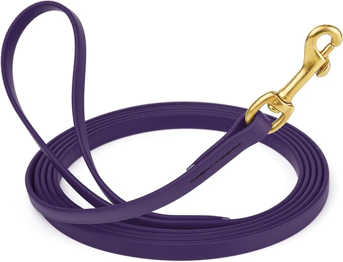 Viper Biothane K9 Working Dog Leash Waterproof Lead for Tracking Training Schutzhund Odor-Proof Long Line with Solid Brass Snap for Puppy Medium and Large Dogs, 15ft Violet Purple