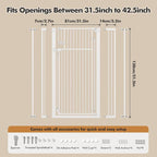 51-inch Extra Tall Pet Gate for Cats & Dogs,White | Fits widths of 31.5-42.5“,Extra Tall Design, Pressure/Screw mounted, Suitable for stairs and doorways