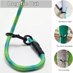 BTINESFUL 8ft/12ft/20ft/30ft/50ft/75ft Dog Tie-Out Long Tether Rope Leash, Outdoor Dog Lead for Yard- Large Medium Dogs Outside Training, Playing, Camping, Backyard (20 Foot, Green)