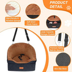 Vivifying Dog Car Seat for Small & Medium Dogs, Detachable & Washable Booster Seat for Pets Up to 25lbs, Travel Bed with Storage Pockets and Safety Belt – Brown&Black