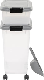 Amazon Basics 3-Piece Airtight Pet Food Storage Container Combo with Scoop, BPA Free, Removable Wheels, 33 QT + 12 QT