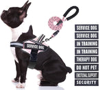 Service Dog Vest Harness and Leash Set, Animire in Training Dog Harness with 10 Dog Patches, Reflective Dog Leash with Soft Padded Handle for Small, Medium, Large, and Extra-Large Dogs(Pink,M)