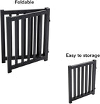 LZRS Wooden Free Standing Foldable Dog Gate Indoor – Solid Hard Wood 40" W x 24" H, Step-Over Safety Pet Gate for Doorways, Stairs & Small Spaces - Indoor Use, Black