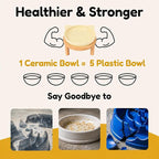 Elevated Ceramic Cat Bowls with Bamboo Stand for Cat Bowl, Whisker Friendly Shallow Cat Plate, Stable Raised Cat Food Riser for Indoor Cats (Yellow, Set of 1)