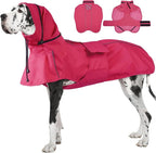 Dog Raincoat, Waterproof Rain Jacket for Large Dogs Poncho with Leash Hole Convertible Hood/Collar Reflective Rain Coat, Lightweight Breathable Stay Secure Walking (Neon Pink, XXXL)