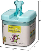 Small 5"H Flip-Tite Bone Square Pet Food Storage Canister in Clear/Blue