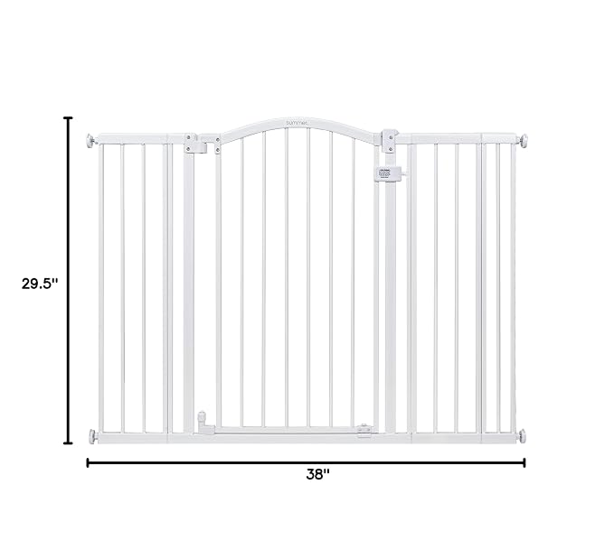 Ingenuity Extra Tall & Wide Safety Pet and Baby Gate, 29.5"-53" Wide, 38" Tall, Pressure or Hardware Mounted, Install on Wall or Banister in Doorway or Stairway, Auto Close Walk-Thru Door - White