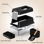 URPOWER Extra Large Stainless Steel Litter Box with Lid for Large Cats | Non-Stick Metal Pan, Front & Top Entry, Odor Control, Anti-Leakage, Easy to Clean, Step and Scoop Included