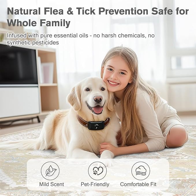Natural Flea and Tick Pendant for Dogs with 2 Silicone Buckles 4 Refills, Water Resistant Dog Flea and Tick Collar Repellent Accessory for Indoor Outdoor Flea and Tick Prevention, COLLAR NOT INCLUDED