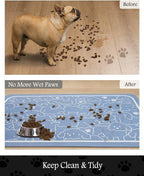 Pet Feeding Mat-Absorbent Dog Mat for Food and Water Bowl-No Stains Quick Dry Water Dispenser Mat-Dog Accessories Pet Supplies-Bowl for Messy Drinkers（BLUEDOGS,12"x19"