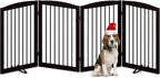 PUPETPO Freestanding Pet Gate for Dogs, Indoor Wooden Foldable Dog Gate for House, Doorway, Stair, 80 Inch Wide, 4 Panels 32",Brown