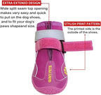 QUMY Dog Shoes for Hot Pavement, Dog Snow Boots & Paw Protectors for Winter | Dog Booties Medium Large Size Dogs, Water-resistant in the Rain, Outdoor Walking, Indoor Hardfloors Skid-resistant Sole