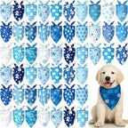 Preboun 50 Pcs Winter Dog Bandanas Bulk, Blue and White Snowman Snowflakes by Preboun
