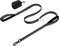 Double Handle Dog Leash with Poop Bag Holder and Car Seat Belt Buckle | Heavy Duty | Double Handle | with Poop Bag Holder | with Car Seat Belt Buckle | Reflective | Lightweight