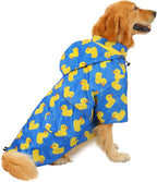 HDE Dog Raincoat Poncho Double Layer Zip Rain Jacket with Removable Hood, Leash Hole for Small to 3XL Dogs and Puppies Ducks Blue - 3XL