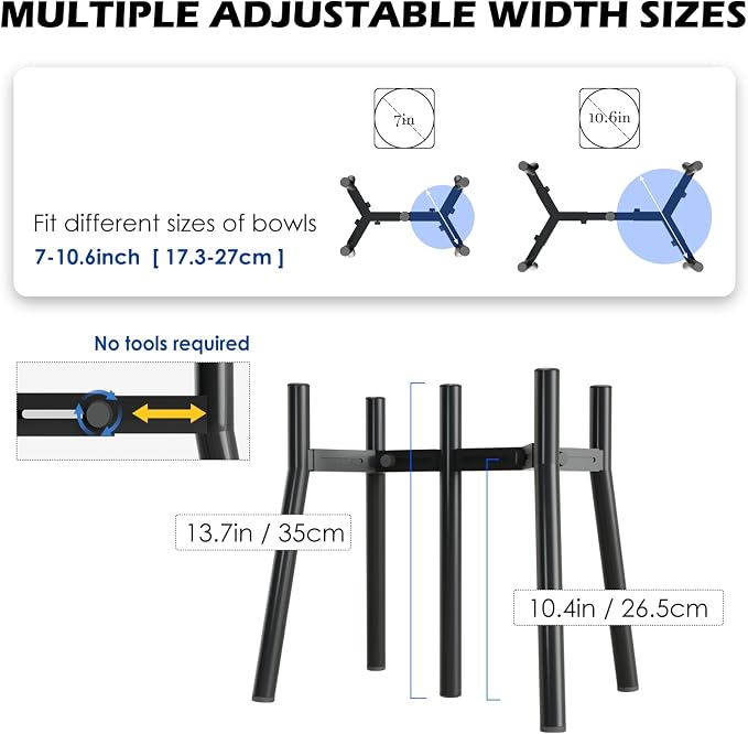 Raised Dog Bowl Stand for Large Dogs, Adjustable Width 7-10.6, 13.7 inch Tall Dog Food Water Stand,Bowl Not Include