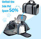 Double Expandable Cat Carrier,Airline Approved Soft-Sided Pet Travel Carrier for Small Dogs Cats under 15 lbs,Waterproof 600D Oxford Fabric with Washable Replacement Liner,Odor-Free & Claw-Proof(Blue)