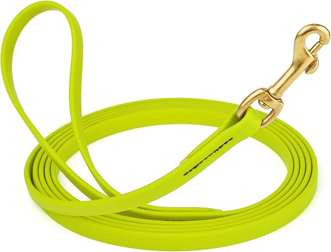 Viper Biothane K9 Working Dog Leash Waterproof Lead for Tracking Training Schutzhund Odor-Proof Long Line with Solid Brass Snap for Puppy Medium and Large Dogs, 10ft Safety Yellow