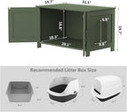 Homhedy 31.5" L Cat Litter Box Enclosure with Barn Door, Green | Wooden Cat Washroom Furniture, Cat House, Pet Storage Cabinet, Dog-Proof, Fit Most of Litter Box, Farmhouse Style