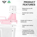 LEAWALK Airtight Rice Storage Container, 3.28Qt Cereal Dry Food Flour and Sugar Bin, Dog Cat Food Dispenser with Measuring Cup, BPA Free Clear Plastic Kitchen and Pantry Organization Bin-Pink 2Pack