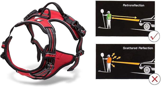 JUXZH Truelove No Pull Dog Harness with Easy Control Handle and 2 Leash Attachments,Reflective Adjustable Pet Vest