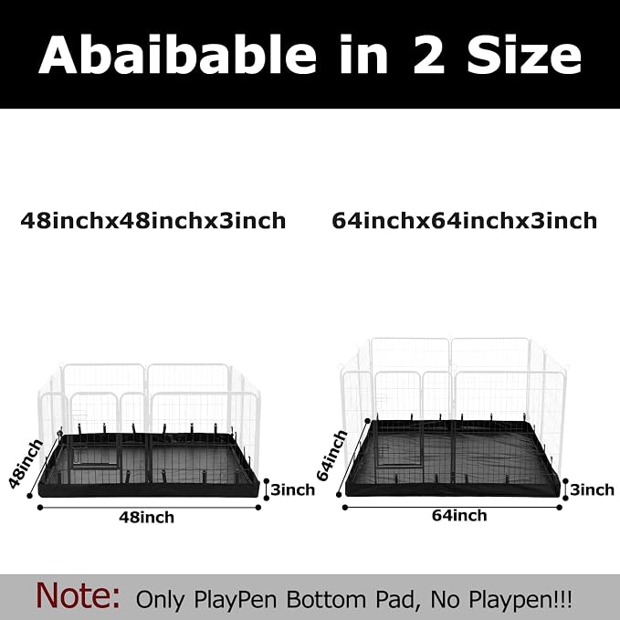 PJYuCien Square Playpen Bottom Pad for 32'' Width 8 Panel Pen, Black | Protect Floor, Easy to Move and Clean, Perfect for Puppy, Duck, and Other Small Animals, Hook Connect
