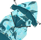 HDE Double-Layer Zip Dog Raincoat Poncho with Removable Hood and Leash Hole for Small to 3XL Dogs and Puppies - Dinosaurs - 3XL - Polyester