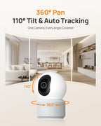 Anona Pano 4K UHD Indoor Camera, Pet/Dog/Baby Security Camera with Phone App, 360° Pan-Tilt, 2.4G/5G Dual-Band Wi-Fi 6, Auto-Tracking, Person/Pet/Baby Crying Detection, Privacy Mode, Two-Way Audio