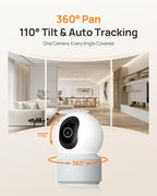 Anona 4K UHD Indoor Camera, Pet/Dog/Baby Security Camera with Phone App, 360°Pan-Tilt, 2.4G/5G Dual-Band Wi-Fi 6, Auto-Tracking, Person/Pet/Baby Crying Detection, Privacy Mode, Two-Way Audio, 4 Pack