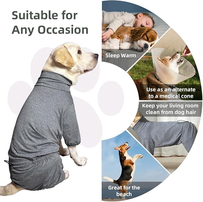 Dog Pyjamas PJS Sweater Clothes and Home Clothing Suitable for Small to Medium Breeds of Dogs, Dog Neutering Suits, Extra-Large Stretch Fabric, Four-Legged Clothes(Thin Forid Gray, L)