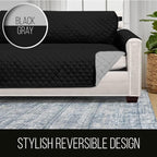 Sofa Shield® Couch Chaise Covers for Dogs, Reversible Furniture Protector with Strap, Stain and Tear Resistant Cushion Cover, 102x34 inch Seat, Machine Washable Slipcover Pets, Cats, Black Gray