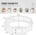 Sweetcrispy Plastic Dog Playpen, 8 Panels 24" Expandable & Durable Pet Fence for Medium Dogs - Indoor & Outdoor Portable Puppy Playpen with Secure Locking Door, White