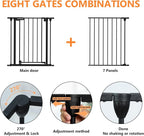 199" Extra Wide Baby Gate, Play Yard Child Safety Gate, Dog Gates with Auto-Close Door, Double Locking System for The House Doorways, Fireplace, Kitchen, 8-Panels, 30" Tall