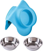 Hubulk Pet Dog Bowls 2 Stainless Steel Dog Bowl with No Spill Non-Skid Silicone Mat + Pet Food Scoop Water and Food Feeder Bowls for Feeding Small Medium Large Dogs Cats Puppies (X- Large, Turquoise)
