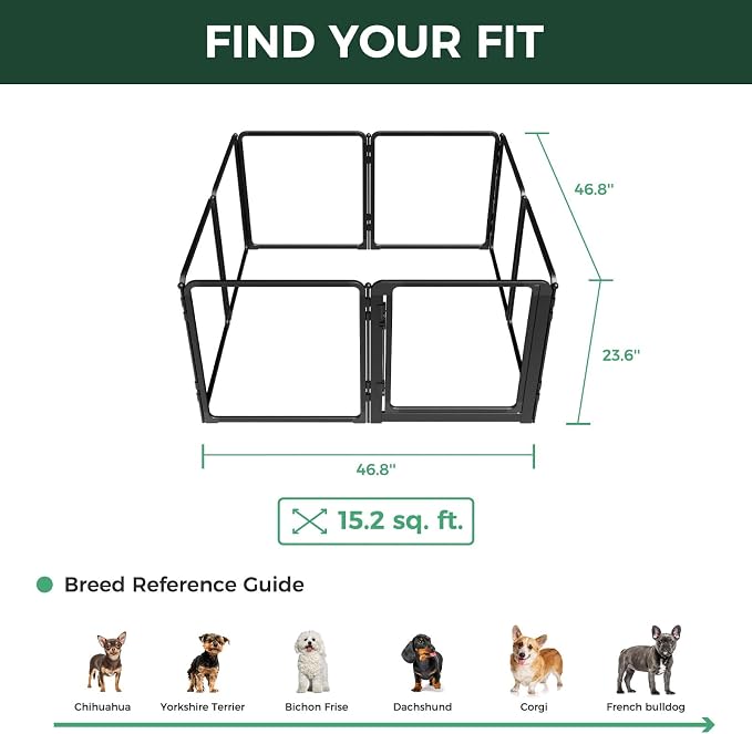 FXW AuraSpace Pro Clear Acrylic Indoor Dog Playpen, 24" H, 8 Panels | Open View, No Climbing Bars, Heavy-duty Metal, DIY Layouts, Easy Access, For Puppies & Small Dogs, Patented