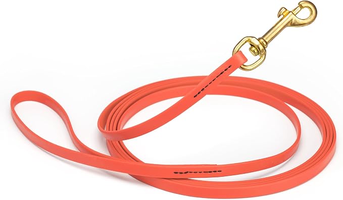 Viper Biothane K9 Working Dog Leash Waterproof Lead for Tracking Training Schutzhund Odor-Proof Long Line with Solid Brass Snap for Puppy Medium and Large Dogs, 20ft Coral