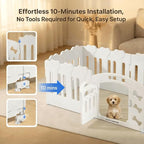 Dog Playpen with Divider & Washable Floor Pad, 6-Panel Indoor Puppy Playpen for Small Dogs & Puppies, 24" Tall Premium HDPE Panels, 60"x30"x24", Tool-Free Setup (White)