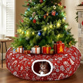 Cat Tunnel Christmas Tree Skirt Cat Donut Tunnel Bed, Gift Box by SilTriangle