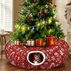 Cat Tunnel Christmas Tree Skirt Cat Donut Tunnel Bed, Gift Box by SilTriangle