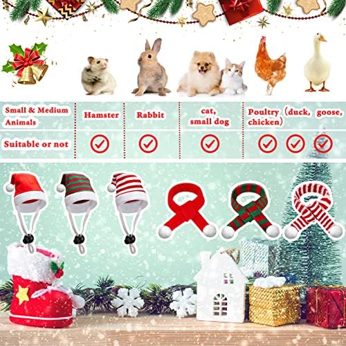 Weewooday 12 Pcs Mini Christmas Santa Hat Scarf Set, Medium, Stripe Style - Image 4