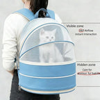 Interactive Expandable Pet Carrier Backpack for Cats & Small Dogs-Interactive Opening Pet Tent Backpack. Expandable for Extra Space.Breathable,Foldable Nest Bed for Travel, Walks,Vet & Home-Blue