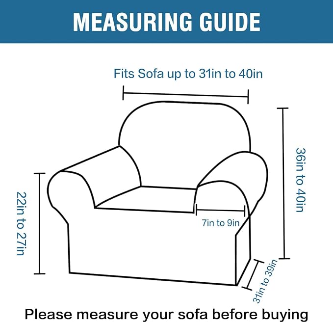 H.VERSAILTEX Stretch Chair Slipcover Sofa Cover Furniture Protector Cover High Spandex Small Checks Knitted Jacquard Sofa Cover Chair Covers for Living Room (Armchair 31"-40", Grey)