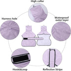 Greyhound Whippet Raincoat Waterproof with Reflective Stripe high Neck fit for Italian Greyhounds Whippets Long Back Breeds - Purple - XXXL
