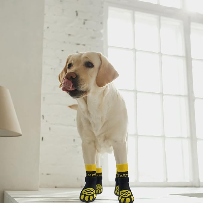 EXPAWLORER 6PCS Anti-Slip Dog Socks to Prevent Licking Paws,Dog Shoes for Hot Pavement,Best Paw Protector Traction Control on Hardwood Floor,Dog Booties for Puppy Small Medium Large Senior Dogs