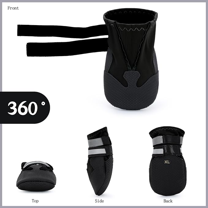 Winter Dog Boots - Non-Slip Dog Shoes for Snow/Summer Hot Pavement, Reflective Dog Booties & Paw Protectors for Medium/Large Dogs
