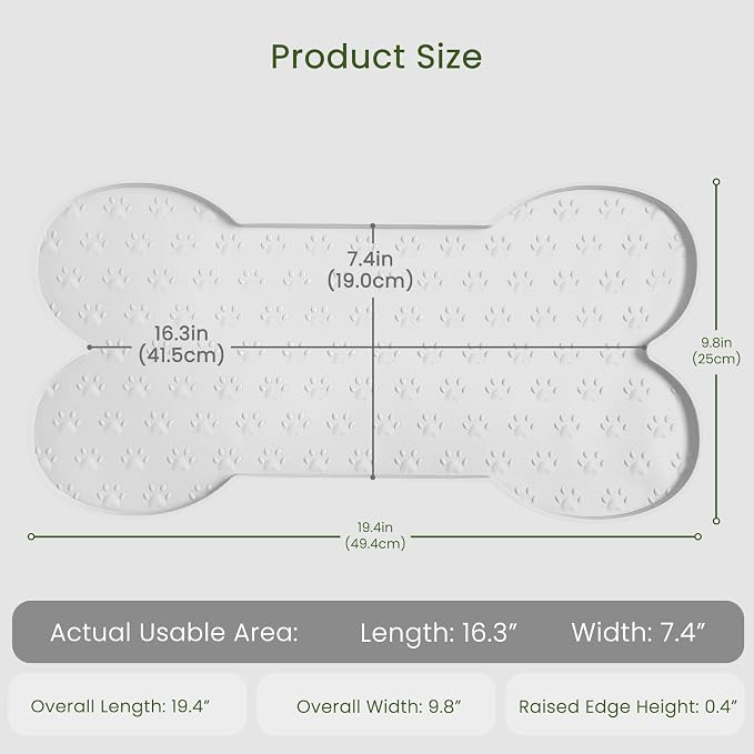 PWTAA Dog Food Mat Anti-Slip Silicone Dog Bowl Mat Thicker Pet Placemat Waterproof Cat Feeder Pad with Raised Edge Puppy Kitten Feeding Mats Suitable Small Medium-Sized Dogs Cats Eating Tray - 2PCS